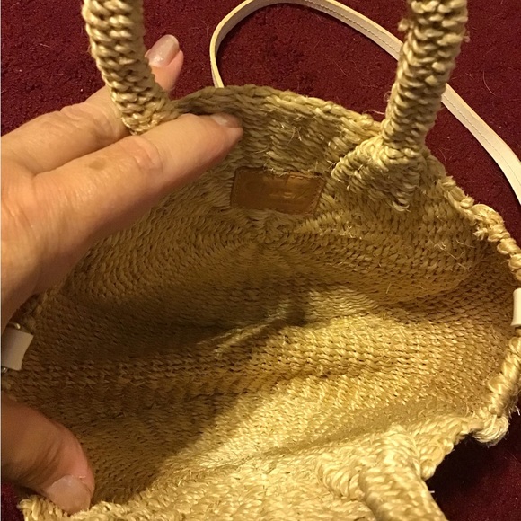 CLARE V ALICE CIRCLE STRAW BAG W STRAP TOP HANDLE GUC ANTHRO - Picture 3 of 4